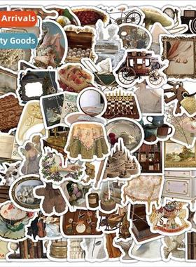 100 pcs of brown small objects stickers retro palace  decora