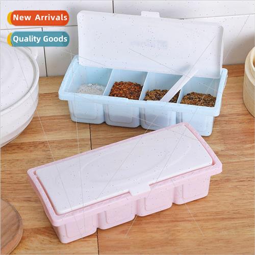 Vegetarian color with lid 4 compartments spice box seasoning