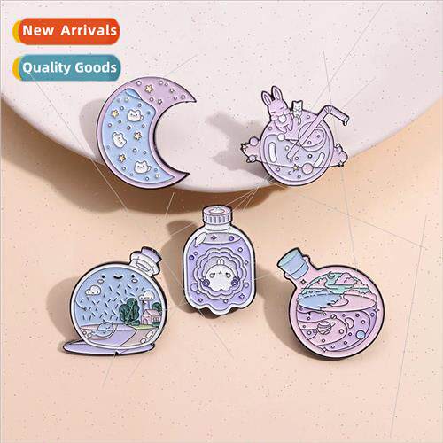 Japan and Korea cute brooches pink peplum dress bunny planet