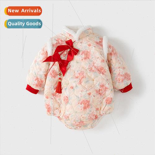Baby onesie fall and winter padded warm baby girl clothes ne
