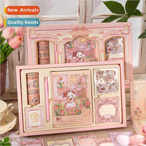 Handbook gift set tulip dream notebook stickers tape girls c