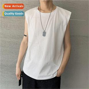 Summer ins solid color sleeveless t-shirt undershirt mens Ko
