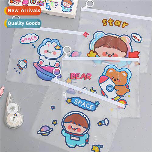 Cartoon Astronaut File Bags Spaceman Zipper ery Organizer Ba