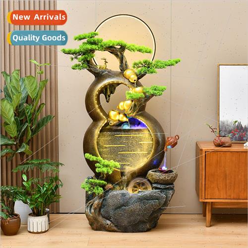 Gourd wigwam flowing fountain feng shui wheel stone mill orn