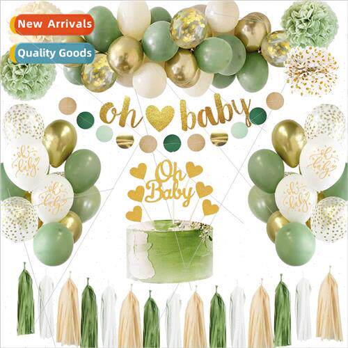 oh baby boy girl shower set vintage avocado balloon set birt