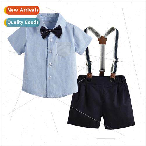 Boys solid color short-sleeved cardigan Korean  of the back