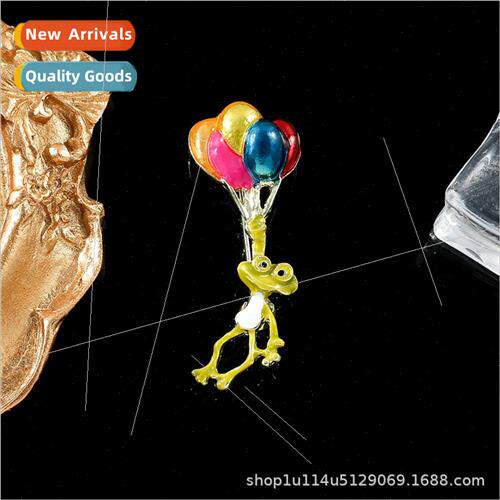 Cartoon balloon frog brooch cute colorful animal hot air bal