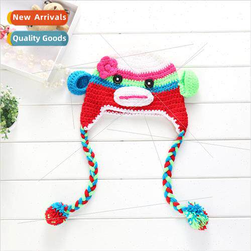 Pure handmade childrens knitted cap Monkey shape knitted cap