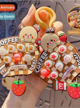 Cartoon milk tea bear gopher machine keychain fun cute delic