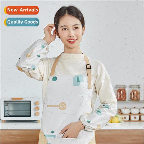Apron Sleeve Home Kitchen Gloves Set Waterproof Oilproof Fem