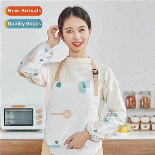 Apron Sleeve Home Kitchen Gloves Set Waterproof Oilproof Fem