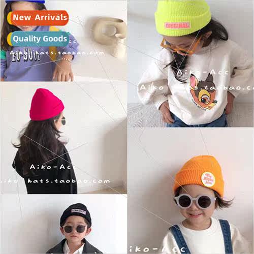 Hat Korean childrens autumn and winter fluorescent color bas