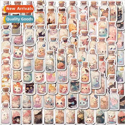 100 Small ze Cute Creatures in a Bottle Doodle Stickers Deco