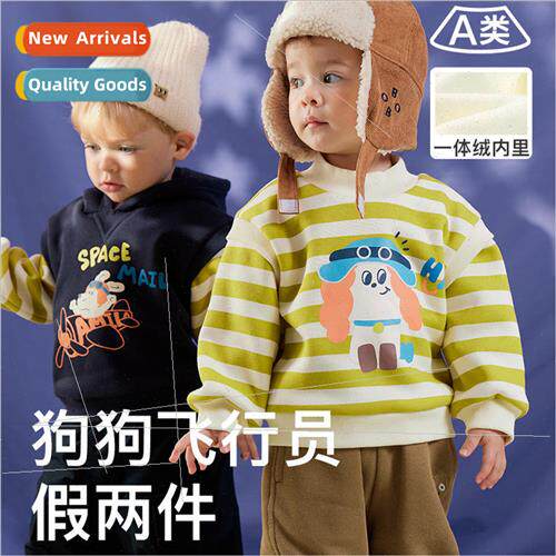 2023 winter new childrens sweater siblings suit padded and t
