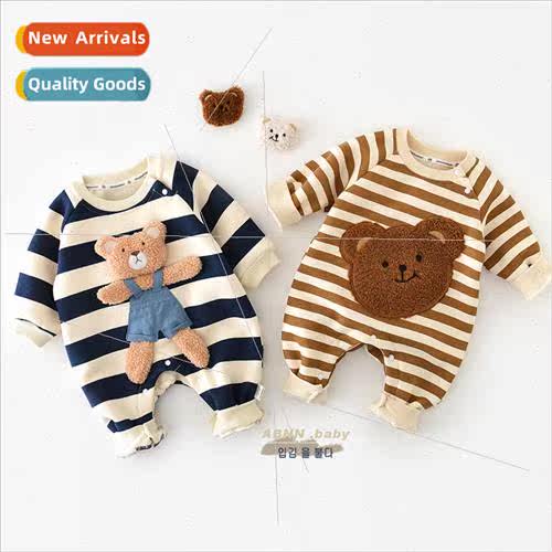 Spring and Autumn Korean  of the baby striped fart suit ins
