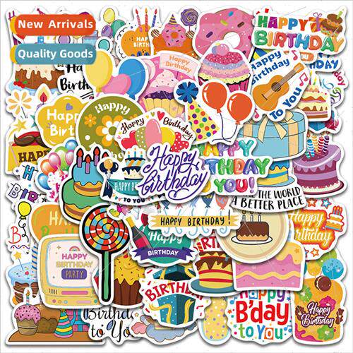 50 pcs birthday party decoration stickers cell phone water c