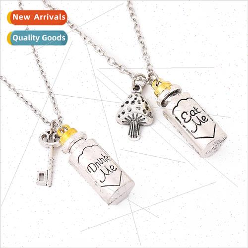 Film and  around Alice in Wonderland couple necklace mushroo