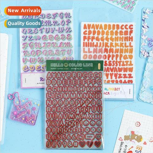 Korea gradient colorful hollow letters and numbers stickers