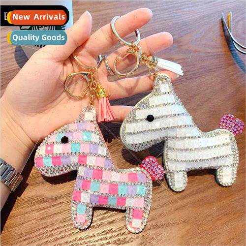 Korea cartoon full diamond pony keychain female cute fashion