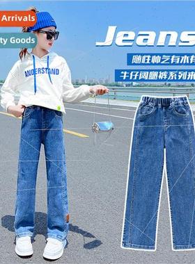 2022 new childrens jeans 适用 girls in the fall section of t