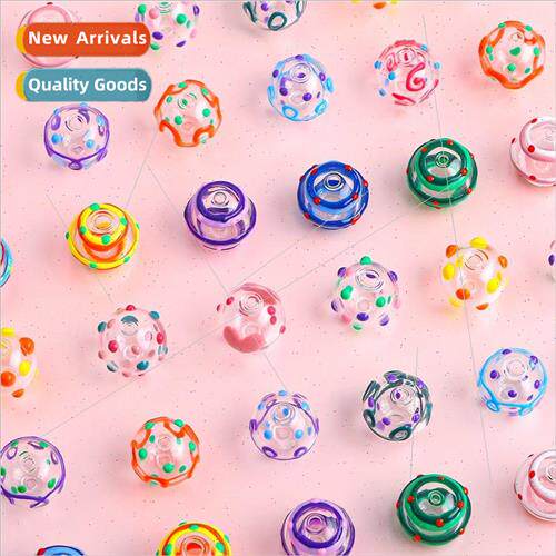 Hand-painted hollow oil drop glaze beads glass loose beads D