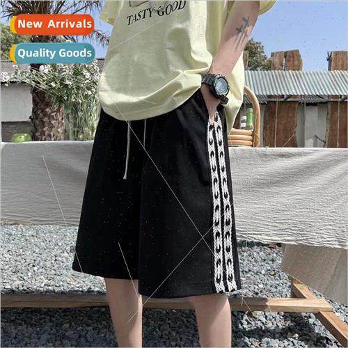 retro side splicing sports five pants mens hip-hop set loose
