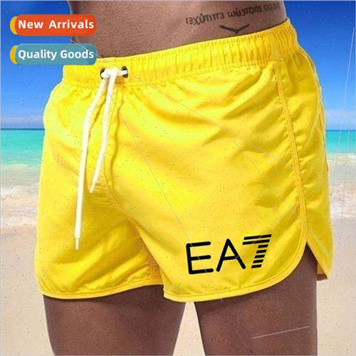 Mens Beach Pants 3/4 Shorts Breathable Split Sport Casual Pa