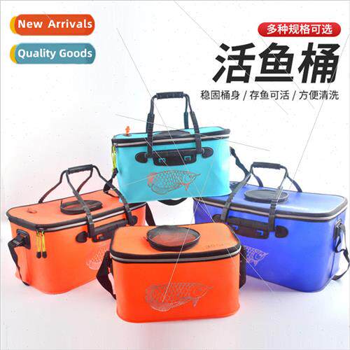 Fishing bucket eva thickened folding live fish bucket fishin