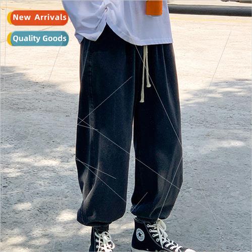 Mens pants ins Hong Kong  elastic waist jeans loose wide-leg