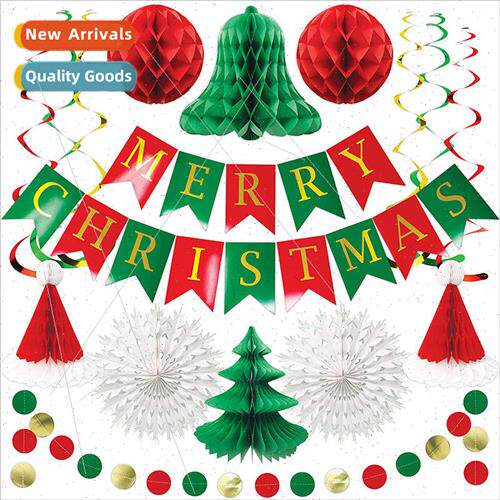 Christmas Decoration Flag Set Honeycomb Christmas Tree Chris