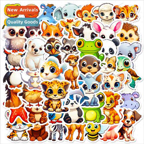50 Cute Big Eye Animals Kids Cartoon Stickers Animal Noteboo