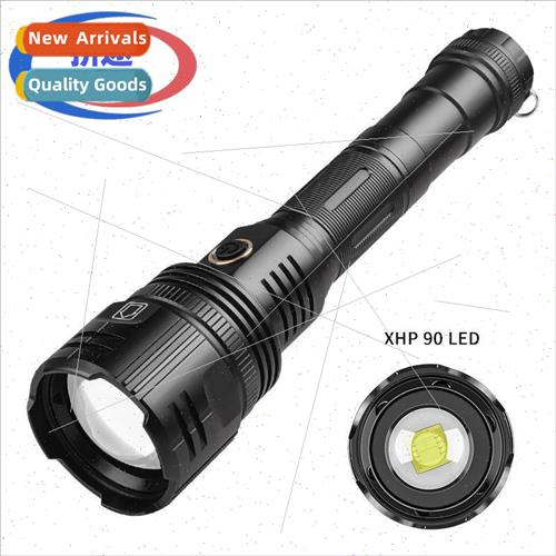 New XHP90 flashlight rechargeable zoom bright flashlight 30W
