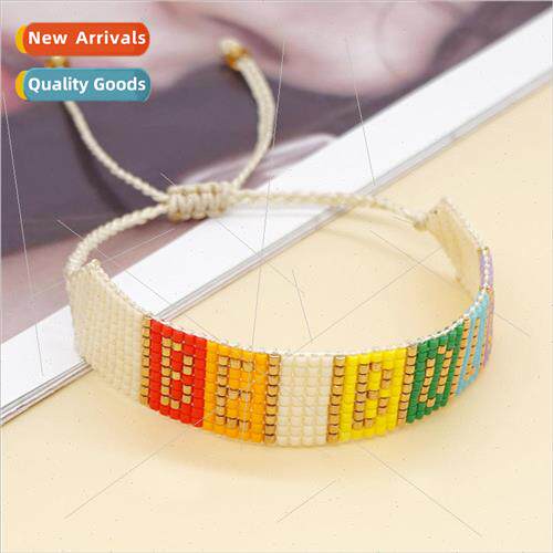 mple ins   handmade braided millet beads beaded BE BOLD lett