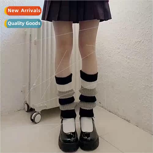 Black white and gray striped jk knitted socks Japanese spicy