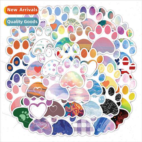 60 cartoon dog paw stickers waterproof repeatable DIY kinder