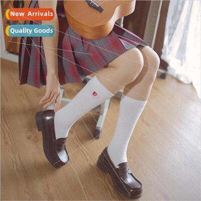 Badge embroidery calf socks pattern Japanese cute jk uni适用