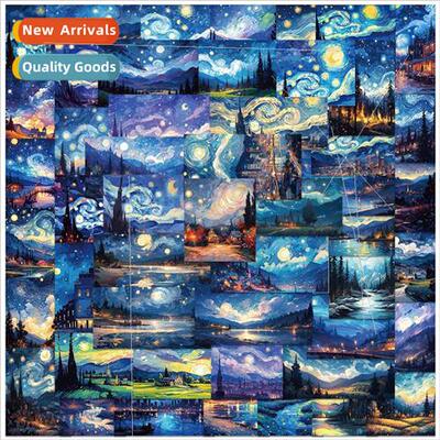 50 Van Gogh art oil painting starry sky graffiti stickers lu