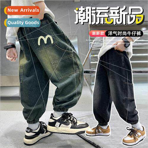 Boys jeans spring and autumn  2023 new childrens pants fall