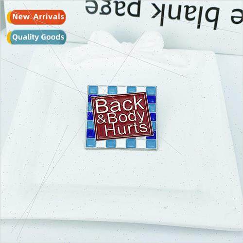 Geometric Square Alphabet Brooch back bodyhurts Baked Alloy