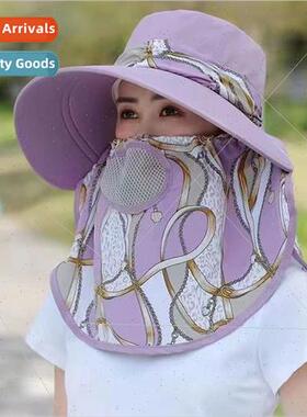 Hat sun hat female sunscreen face large brim hat chain flowe