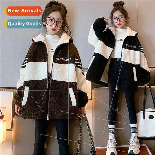 Girls jacket fall and winter 2023 new childrens lambs wool b