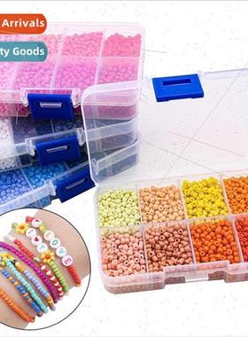 8 grid 3mm glass solid color rice beads material kit handmad