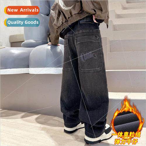boys padded pants winter big childrens one-piece velvet stra