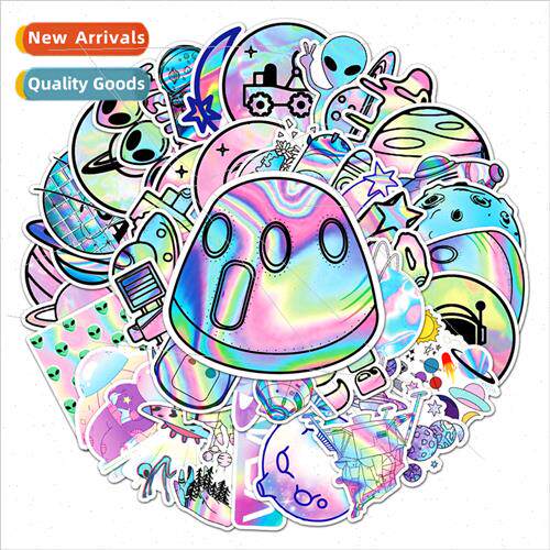 50 holographic laser outer space luggage stickers creative n