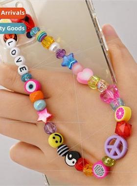 Wind cell phone lanyard acrylic letters beads pentagram peac