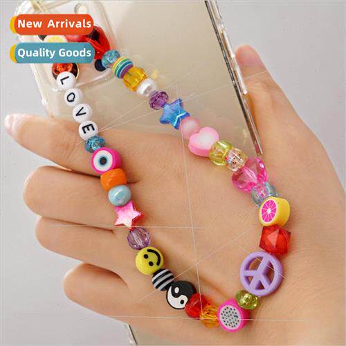 Wind cell phone lanyard acrylic letters beads pentagram peac