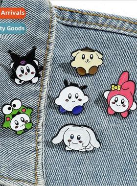 Cartoon cute Sanrio brooch round Kurome Melody big-eyed frog