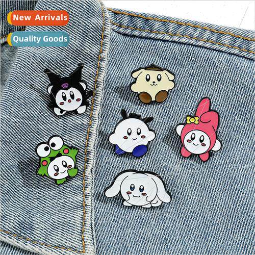 Cartoon cute Sanrio brooch round Kurome Melody big-eyed frog