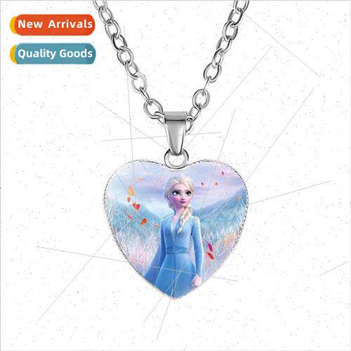 Frozen 2 Heart Necklace Kids Cartoon Elsa Princess Anna Hear