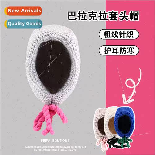 Handmade thick line balaclava hat women tie ear protection s